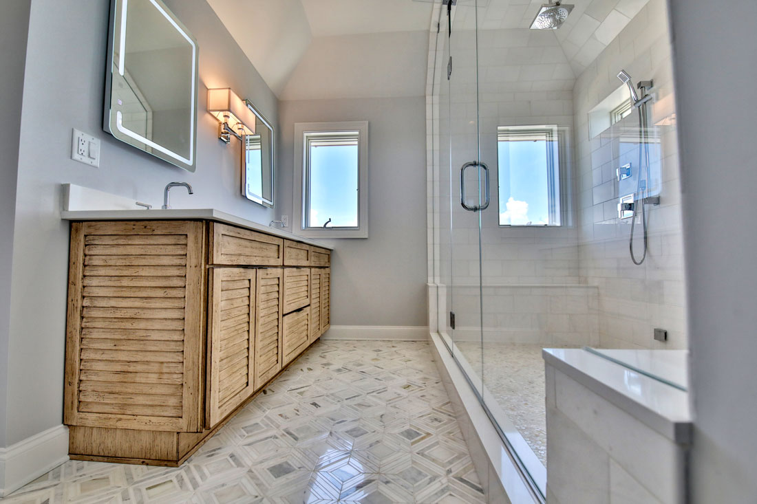Ocean Terrace bathroom vanity and shower