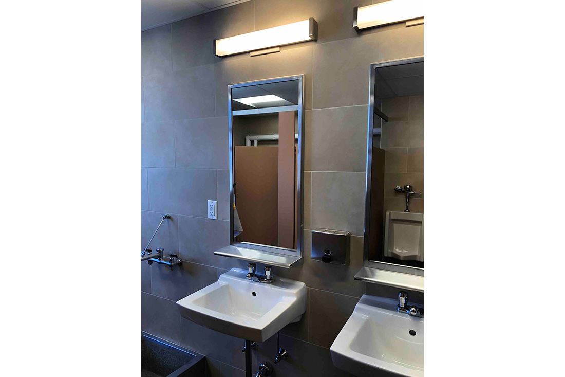 photo showing new mirror and sink